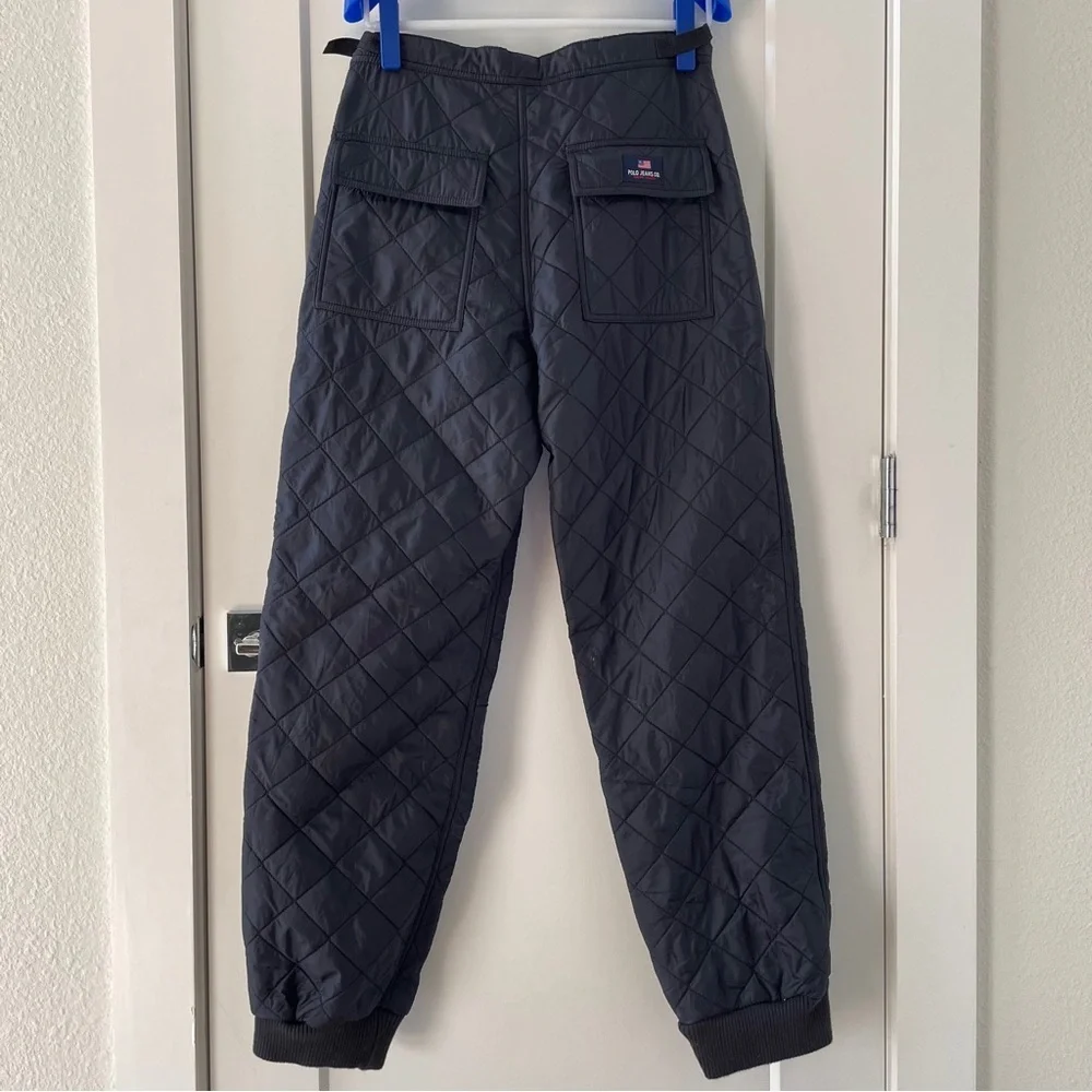 Vintage Polo Jeans Co Ralph Lauren mens quilted blue joggers pants size 29 - Picture 2 of 9